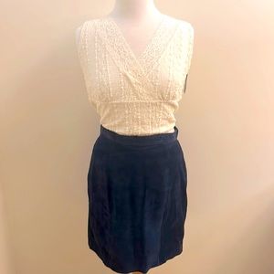 Navy Suede Skirt